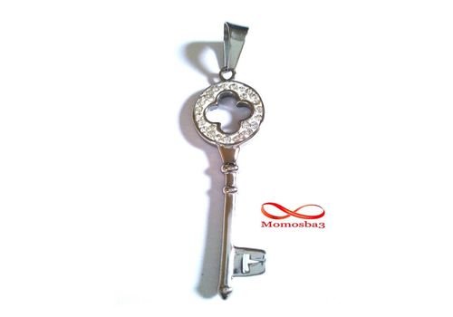 Pendentif Clé Avec Pierres En Acier Inoxydable Argenté au meilleur prix au Maroc