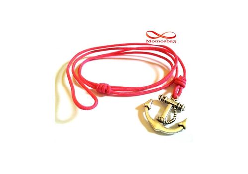 Bracelet Fil ROSE Avec Pendentif Ancre Marine Argenté Unisex (Réglable) au meilleur prix au Maroc