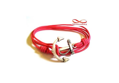 Bracelet Fil ROSE Avec Pendentif Ancre Marine Argenté Unisex (Réglable) au meilleur prix au Maroc
