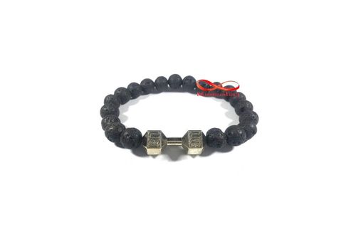 Agate Pierres Naturelle Lave Noir Avec Pendentif Fitness Argenté - élastique au meilleur prix au Maroc