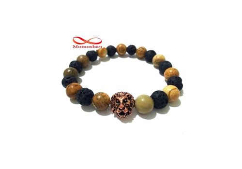 Agate Pierres Naturelle + Lave Noir Avec Pendentif LION - élastique au meilleur prix au Maroc