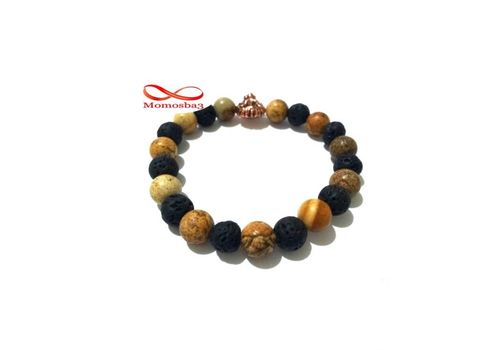 Agate Pierres Naturelle + Lave Noir Avec Pendentif LION - élastique au meilleur prix au Maroc