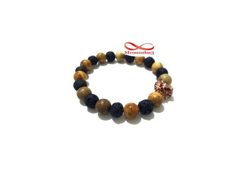 Agate Pierres Naturelle + Lave Noir Avec Pendentif LION - élastique au meilleur prix au Maroc