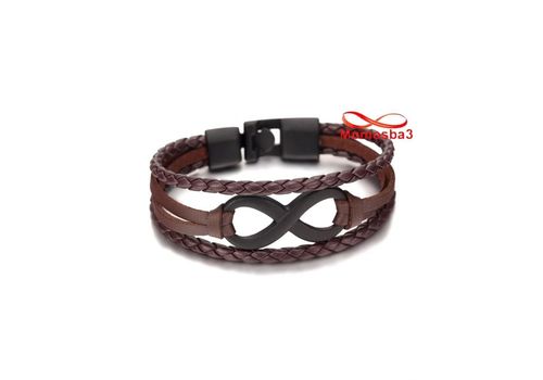 Bracelet Infinity En Cuir MARRON Véritable Symbole Et Fermoir Noir au meilleur prix au Maroc