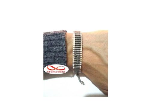 Bracelet Fil GRIS Et Acier Inoxydable Argenté Unisex (Réglable) au meilleur prix au Maroc