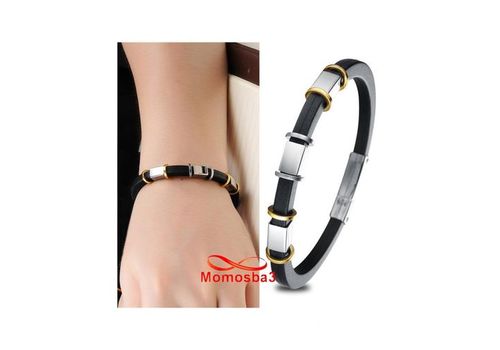 Bracelet En Acier Inoxydable Argenté + DORE Et Silicone (Réglable) au meilleur prix au Maroc