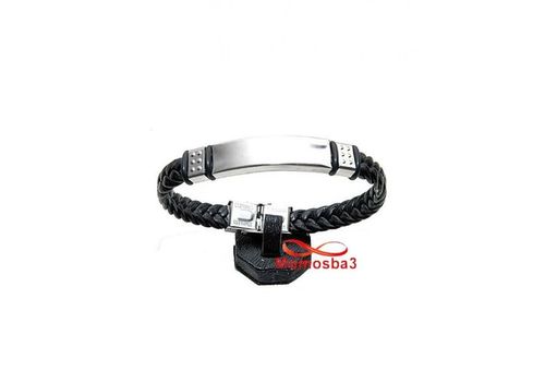 Bracelet Cuir Noir Et Acier Inoxydable (Réglable) au meilleur prix au Maroc
