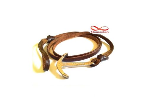 Bracelet Ancre Marine Vikings Cuir Naturelle MARRON au meilleur prix au Maroc