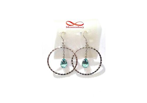 Boucles D’oreilles Pour Femme Argenté + Pierre BLEU au meilleur prix au Maroc