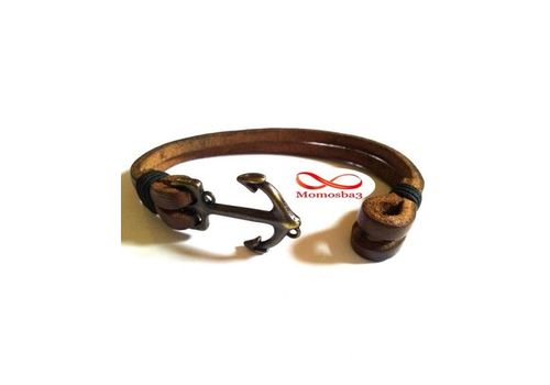 Bracelet Ancre Marine Cuir MARRON (Réglable) au meilleur prix au Maroc
