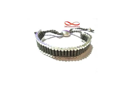 Bracelet Fil GRIS Et Acier Inoxydable Argenté Unisex (Réglable) au meilleur prix au Maroc