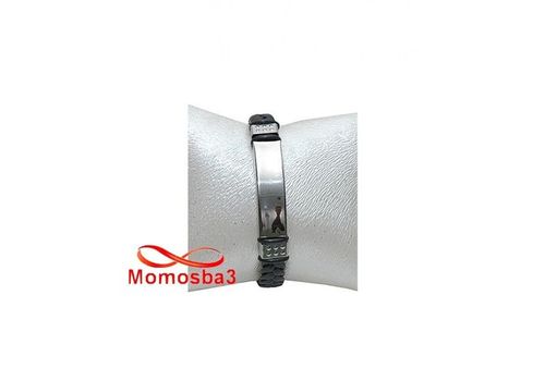 Bracelet Cuir Noir Et Acier Inoxydable (Réglable) au meilleur prix au Maroc