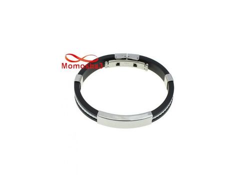 Bracelet En Silicone Noir + BLANC Et Acier Inoxydable (Réglable) au meilleur prix au Maroc