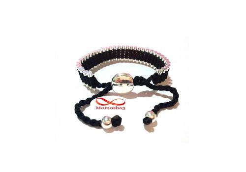 Bracelet Fil Noir Et Acier Inoxydable Argenté Unisex (Réglable) au meilleur prix au Maroc