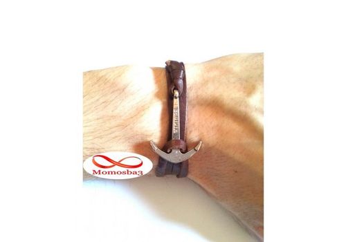 Bracelet Ancre Marine Vikings Cuir Naturelle MARRON au meilleur prix au Maroc