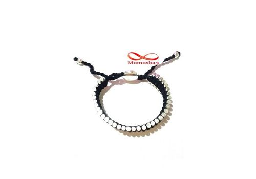 Bracelet Fil Noir Et Acier Inoxydable Argenté Unisex (Réglable) au meilleur prix au Maroc