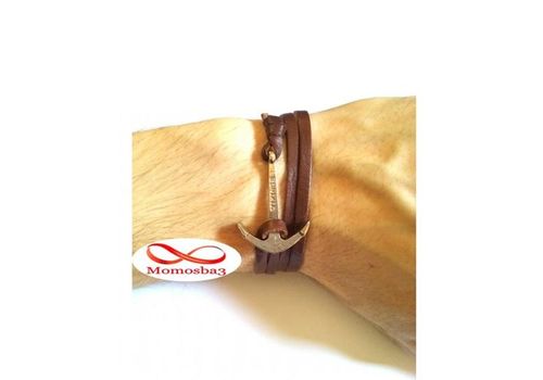 Bracelet Ancre Marine Vikings Cuir Naturelle MARRON au meilleur prix au Maroc