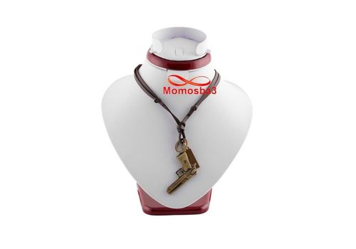Collier Cuir MARRON Réglable Avec Pendentif Pistolet Bonze - Unisex au meilleur prix au Maroc