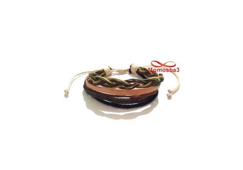 Bracelet Torsadé Cuir Et Fil Réglable  Unisex au meilleur prix au Maroc