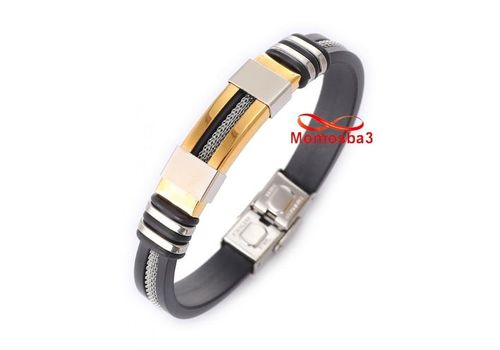 Bracelet Pour Homme Avec Silicon Et Acier Inoxydable Ajustable - Noir/Argenté/DORE au meilleur prix au Maroc