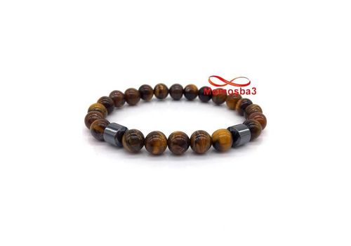 Agate Pierre Naturelle TIGER Eye + Hématite élastique - Unisex au meilleur prix au Maroc
