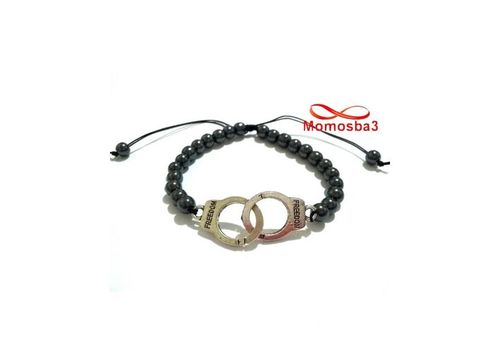 Agate Bracelet Hématite Avec Pendentif Menotte Freedom Unisex - Fil Réglable au meilleur prix au Maroc