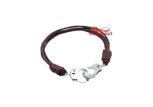 Bracelet Fils MARRON Réglable Avec Pendentif Menotte Argenté Unisex au meilleur prix au Maroc