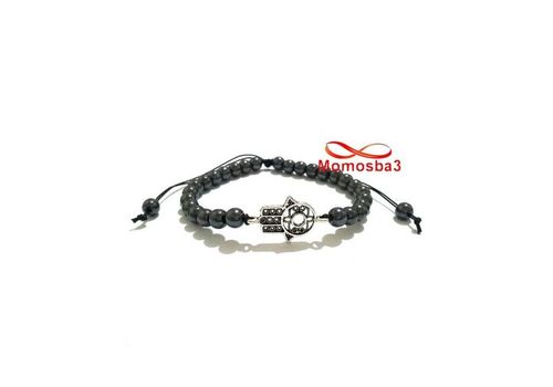 Agate Bracelet Hématite Avec Pendentif Khmissa Unisex - Fil Réglable au meilleur prix au Maroc
