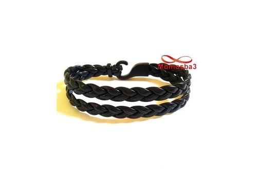 Bracelet En Cuir Noir Avec Fermoir Noir - Unisex au meilleur prix au Maroc