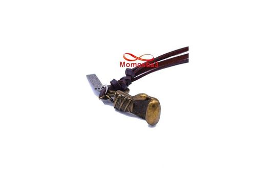 Collier Cuir MARRON Réglable Avec Pendentif GANT DE BOXE - Unisex au meilleur prix au Maroc