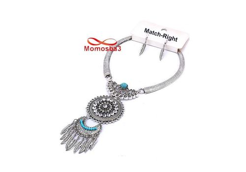 Bijoux Ensemble Collier + Boucle D'oreille Plume Pour Femme au meilleur prix au Maroc