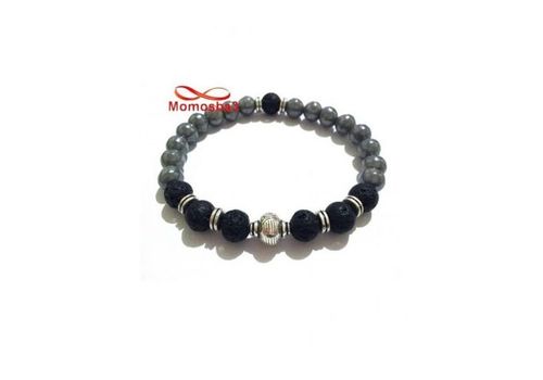 Agate Pierre Naturelle GRIS + Noir - Unisex au meilleur prix au Maroc