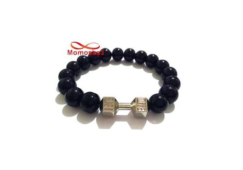 Agate Verre Grande Boules Avec Pendentif Fitness Argenté - Unisex au meilleur prix au Maroc