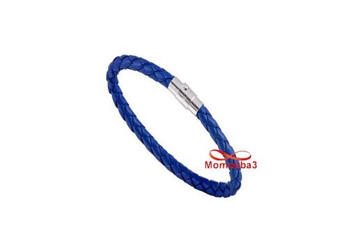 Bracelet Cuir BLEU Avec Fermoir Magnétique au meilleur prix au Maroc