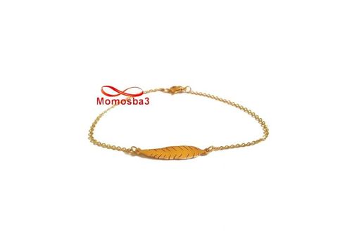 Bracelet Plume En Acier Inoxydable DORE Pour Femmes au meilleur prix au Maroc