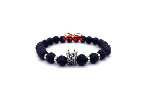 Agate Pierres Naturelle De Lave Avec Pendentif Couronne Argenté - élastique au meilleur prix au Maroc