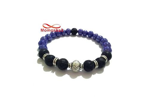 Agate Pierre Naturelle BLEU + Noir - Unisex au meilleur prix au Maroc