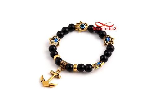 Agate Pierres Naturelle Avec Pendentif Khmissa Et Ance Marine - élastique au meilleur prix au Maroc