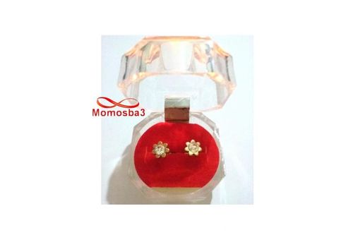 Boucle D'oreille Plaqué Or Avec Pierre BLANC + Boite au meilleur prix au Maroc