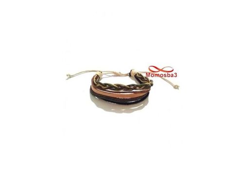 Bracelet Torsadé Cuir Et Fil Réglable  Unisex au meilleur prix au Maroc