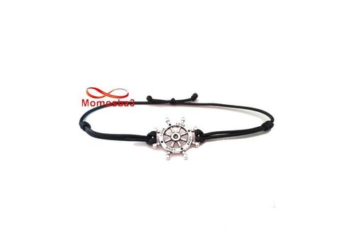 Bracelet Fil Noir Avec Pendentif Marine LOVE Argent Charm Réglable - Unisex au meilleur prix au Maroc