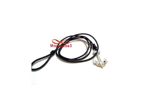 Bracelet Ancre Marine USA Cuir Naturelle Noir Unisex - Réglable au meilleur prix au Maroc