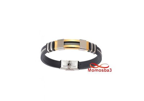 Bracelet Pour Homme Avec Silicon Et Acier Inoxydable Ajustable - Noir/Argenté/DORE au meilleur prix au Maroc