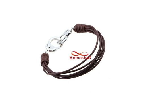 Bracelet Fils MARRON Réglable Avec Pendentif Menotte Argenté Unisex au meilleur prix au Maroc