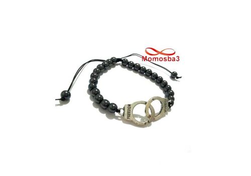 Agate Bracelet Hématite Avec Pendentif Menotte Freedom Unisex - Fil Réglable au meilleur prix au Maroc