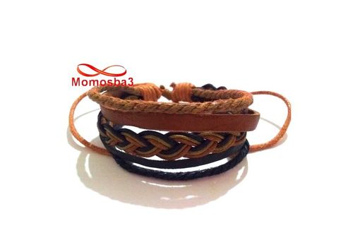 Bracelet Torsadé Cuir Et Fil Réglable - Unisex au meilleur prix au Maroc