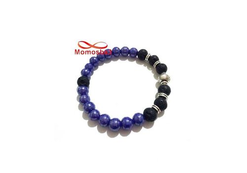 Agate Pierre Naturelle BLEU + Noir - Unisex au meilleur prix au Maroc