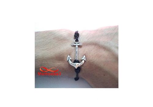 Bracelet Fil Noir Réglable Avec Pendentif Ancre Marine Kiel James Patrick - Unisex au meilleur prix au Maroc
