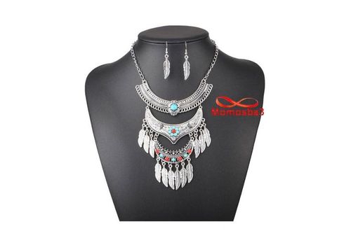 Bijoux Ensemble Collier + Boucle D'oreille Plume Pour Femme au meilleur prix au Maroc