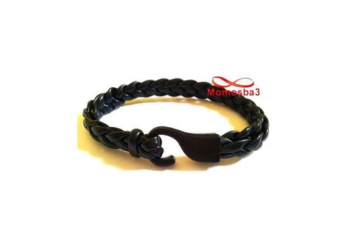 Bracelet En Cuir Noir Avec Fermoir Noir - Unisex au meilleur prix au Maroc